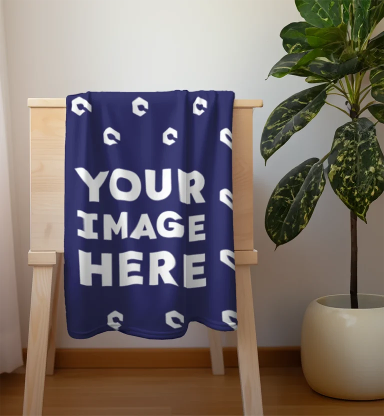 Navy Blue Blanket Mockup Template