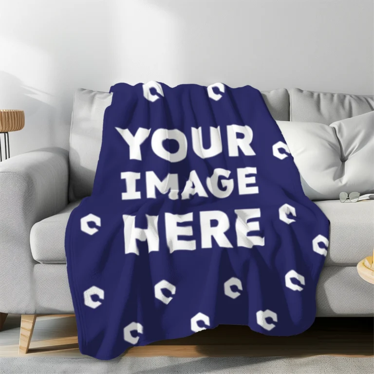 Navy Blue Blanket Mockup Template