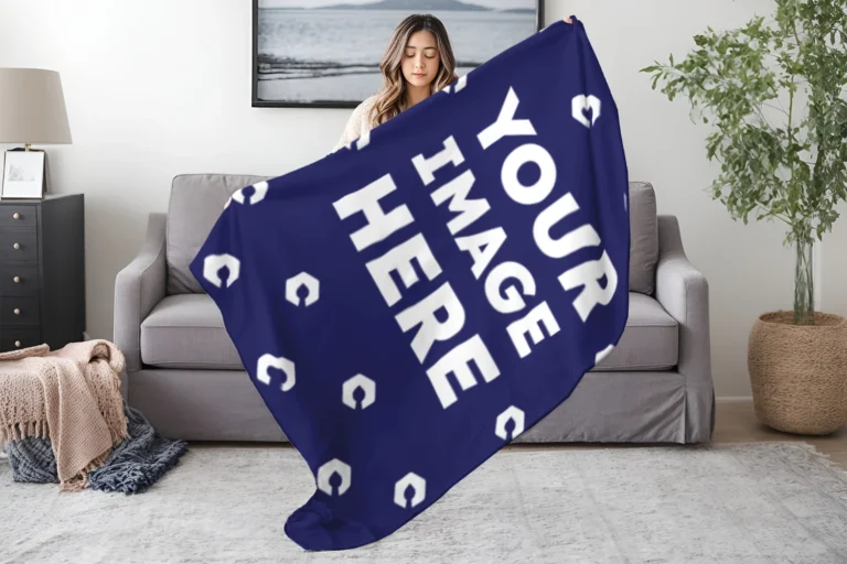 Navy Blue Blanket Mockup Template