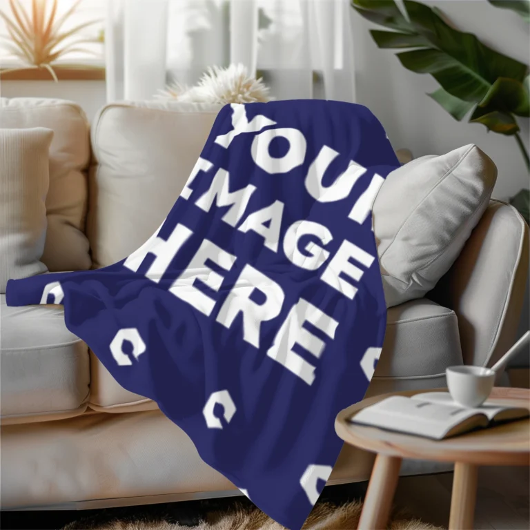 Navy Blue Blanket Mockup Template