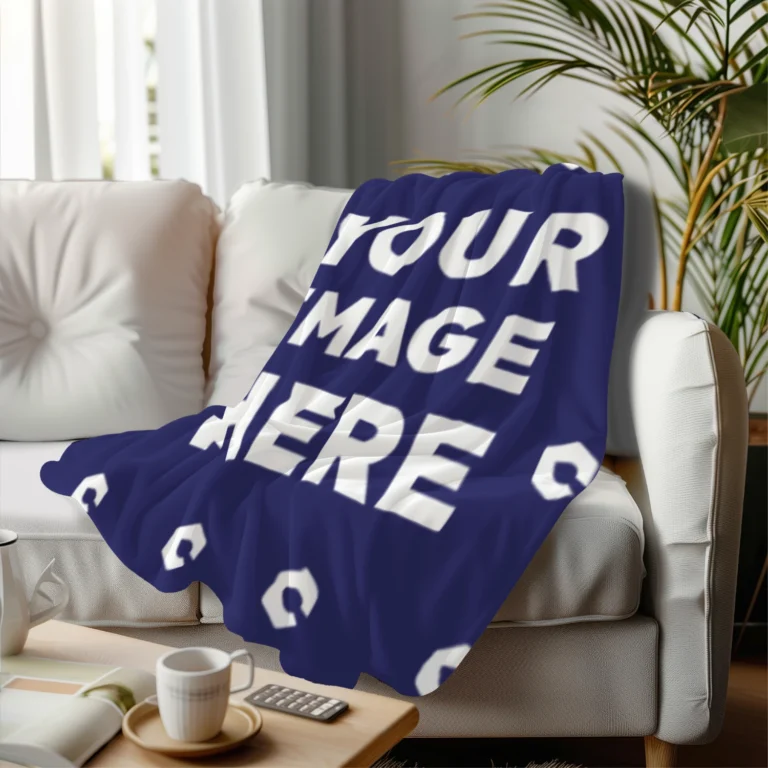 Navy Blue Blanket Mockup Template