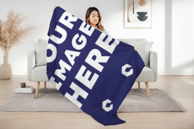 Navy Blue Blanket Mockup Template