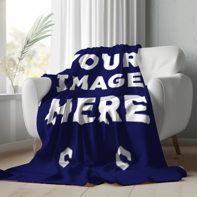 Navy Blue Blanket Mockup Template
