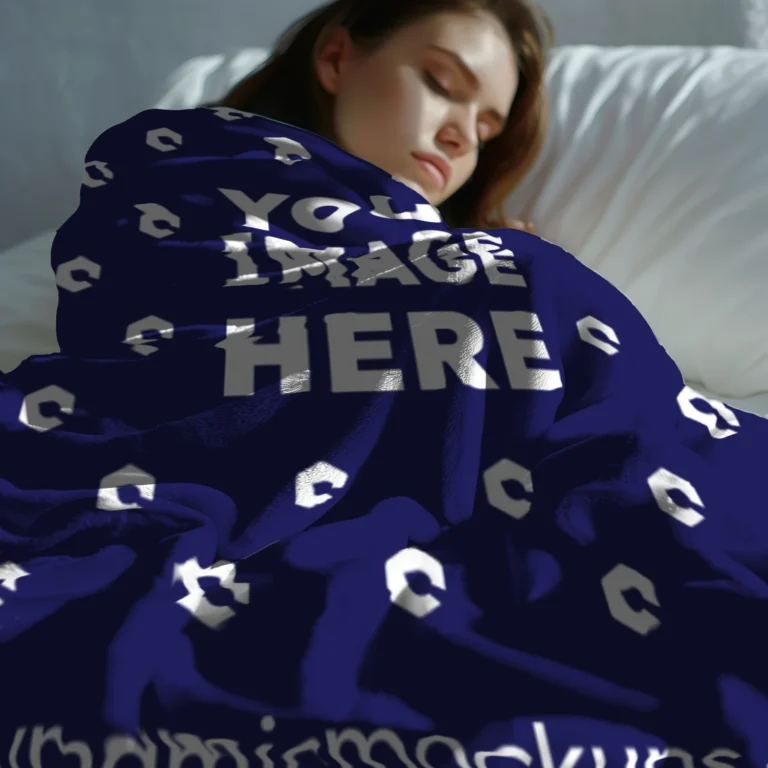 Navy Blue Blanket Mockup Template