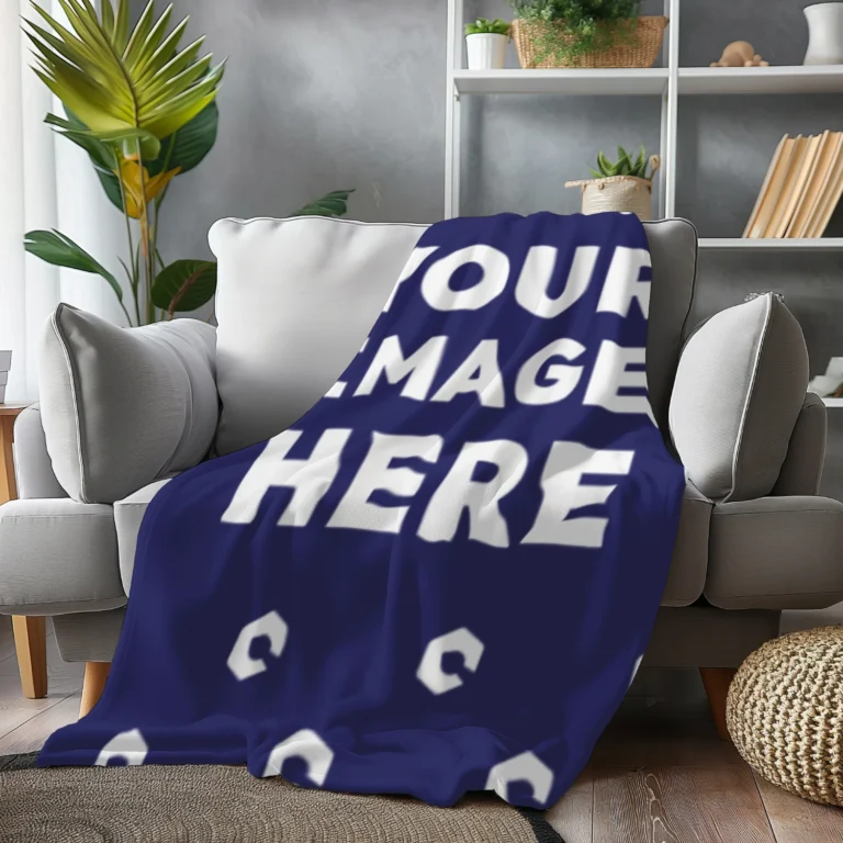 Navy Blue Blanket Mockup Template