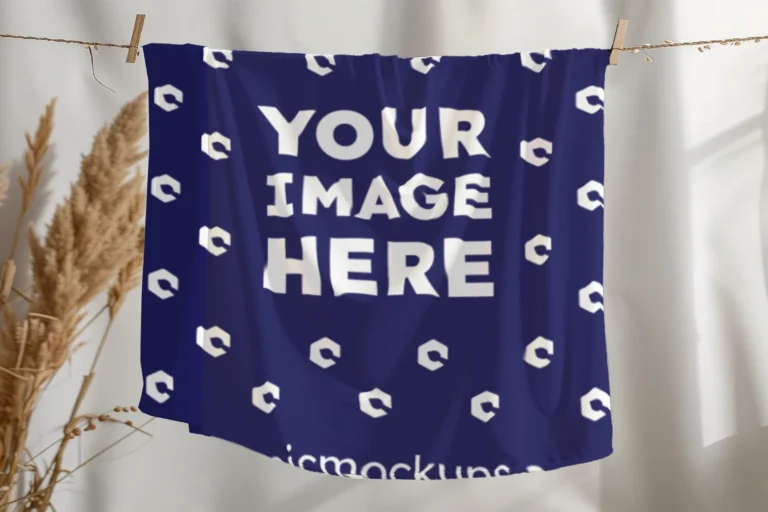 Navy Blue Blanket Mockup Template