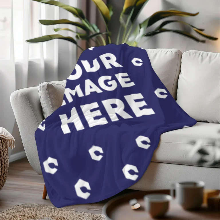 Navy Blue Blanket Mockup Template