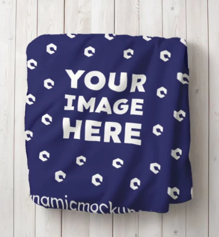 Navy Blue Blanket Mockup Template