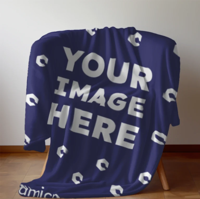 Navy Blue Blanket Mockup Template