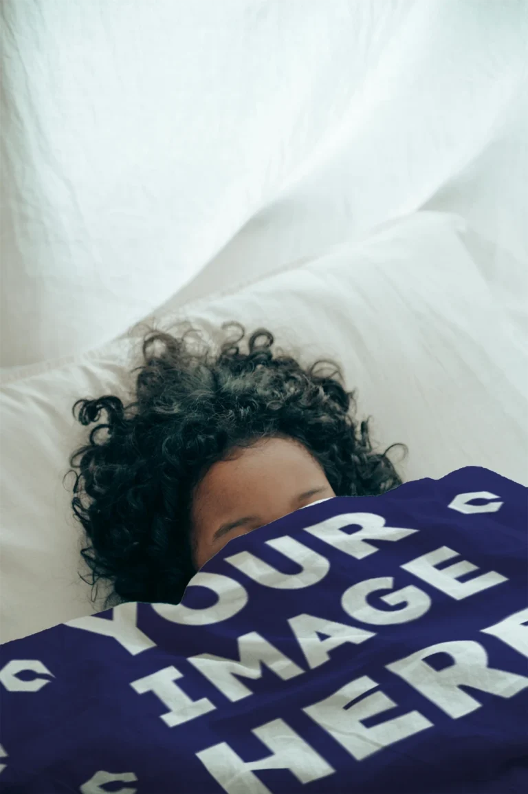 Navy Blue Blanket Mockup Template