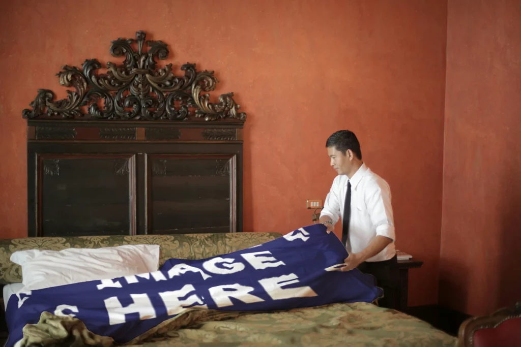 Navy Blue Blanket Mockup Template