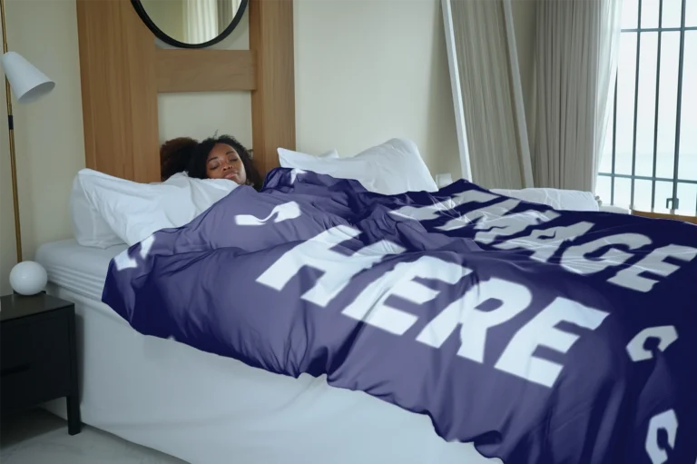 Navy Blue Blanket Mockup Template