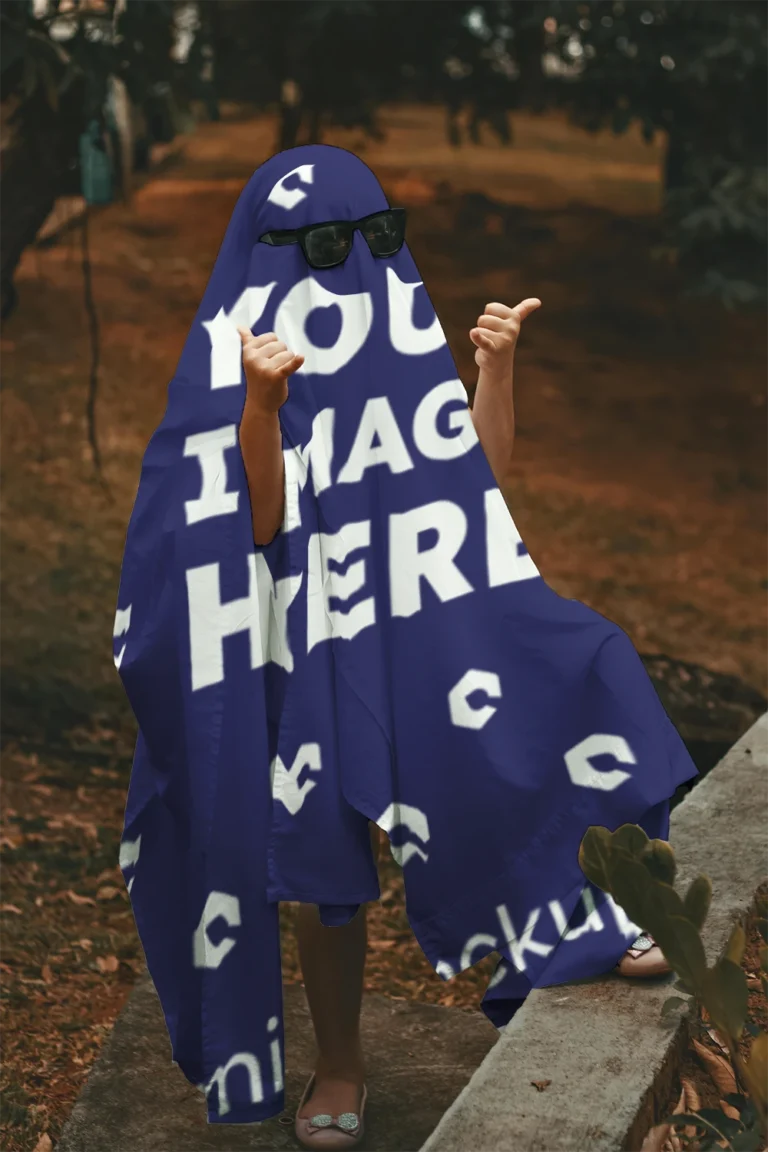 Navy Blue Blanket Mockup Template