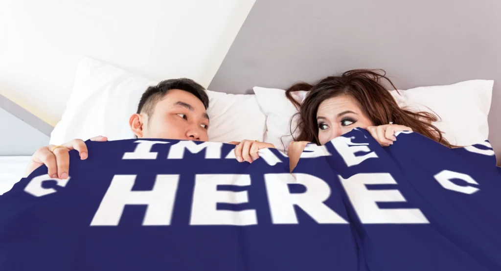 Navy Blue Blanket Mockup Template