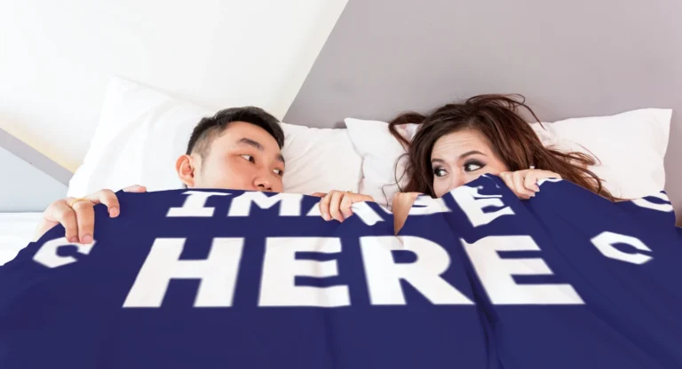 Navy Blue Blanket Mockup Template
