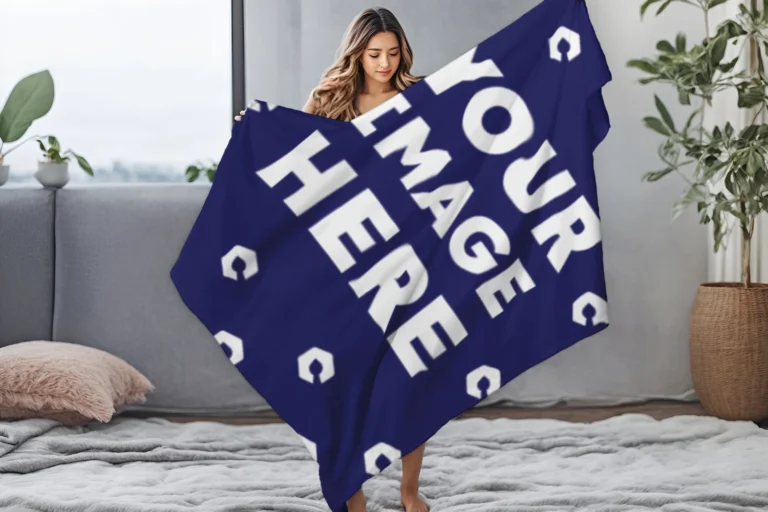 Navy Blue Blanket Mockup Template