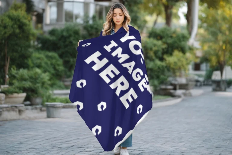 Navy Blue Blanket Mockup Template