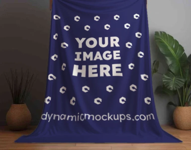 Navy Blue Blanket Mockup Template