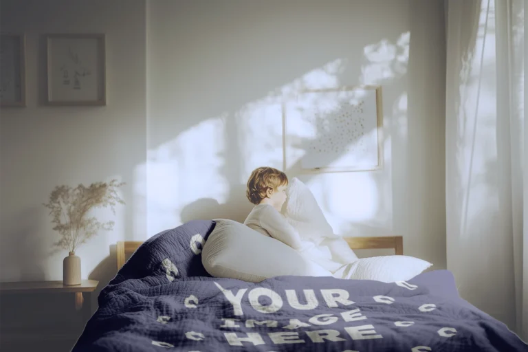 Navy Blue Blanket Mockup Template