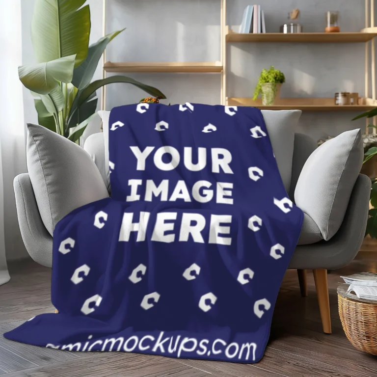 Navy Blue Blanket Mockup Template