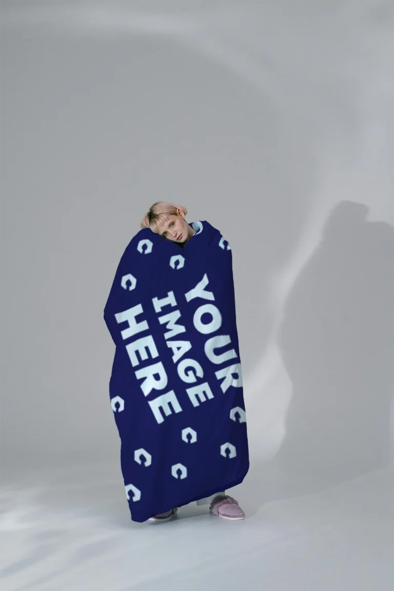 Navy Blue Blanket Mockup Template