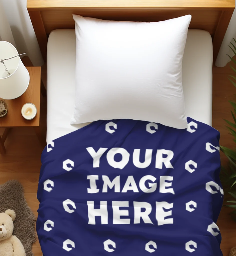 Navy Blue Blanket Mockup Template