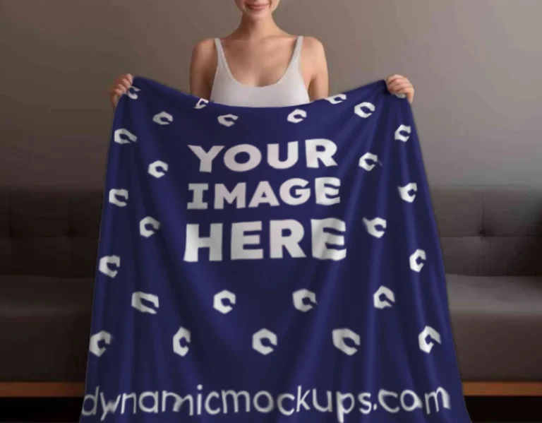 Navy Blue Blanket Mockup Template