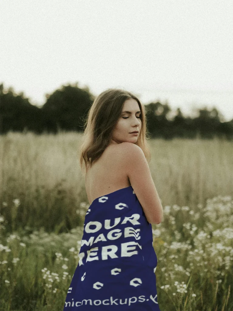Navy Blue Blanket Mockup Template