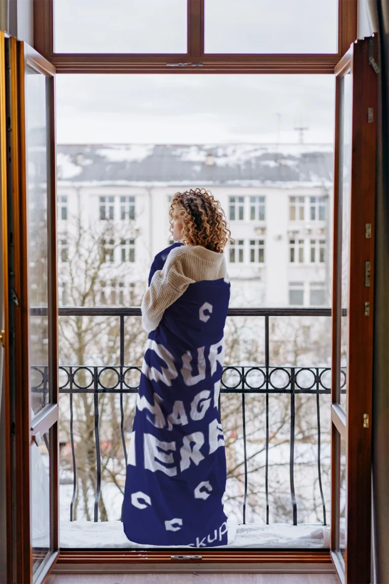 Navy Blue Blanket Mockup Template