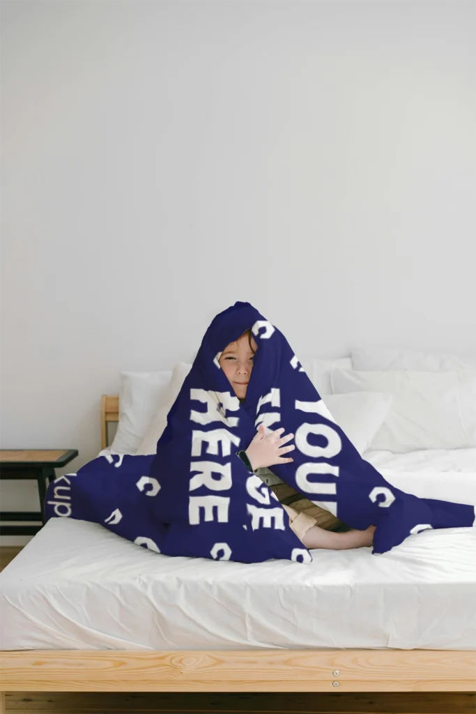 Navy Blue Blanket Mockup Template