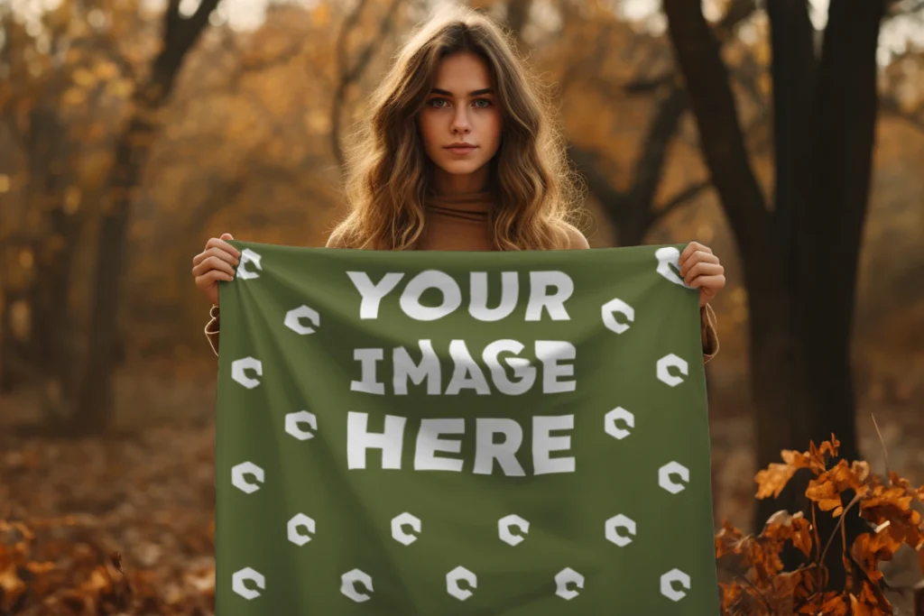 Olive Green Blanket Mockup Template