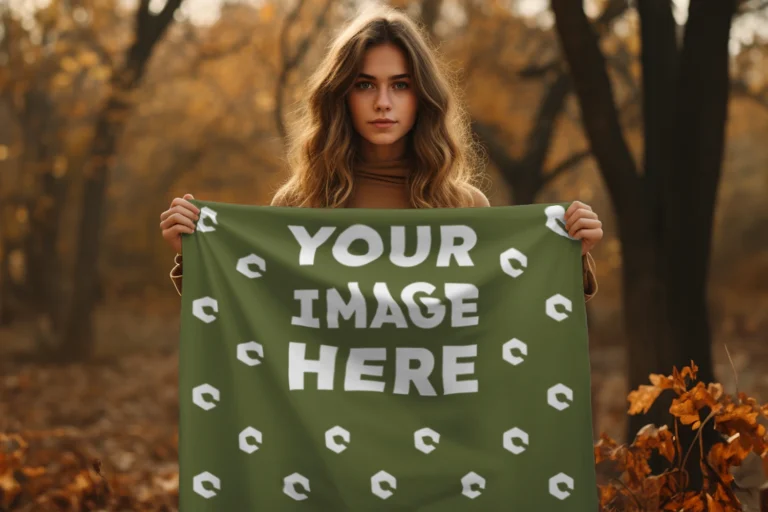 Olive Green Blanket Mockup Template