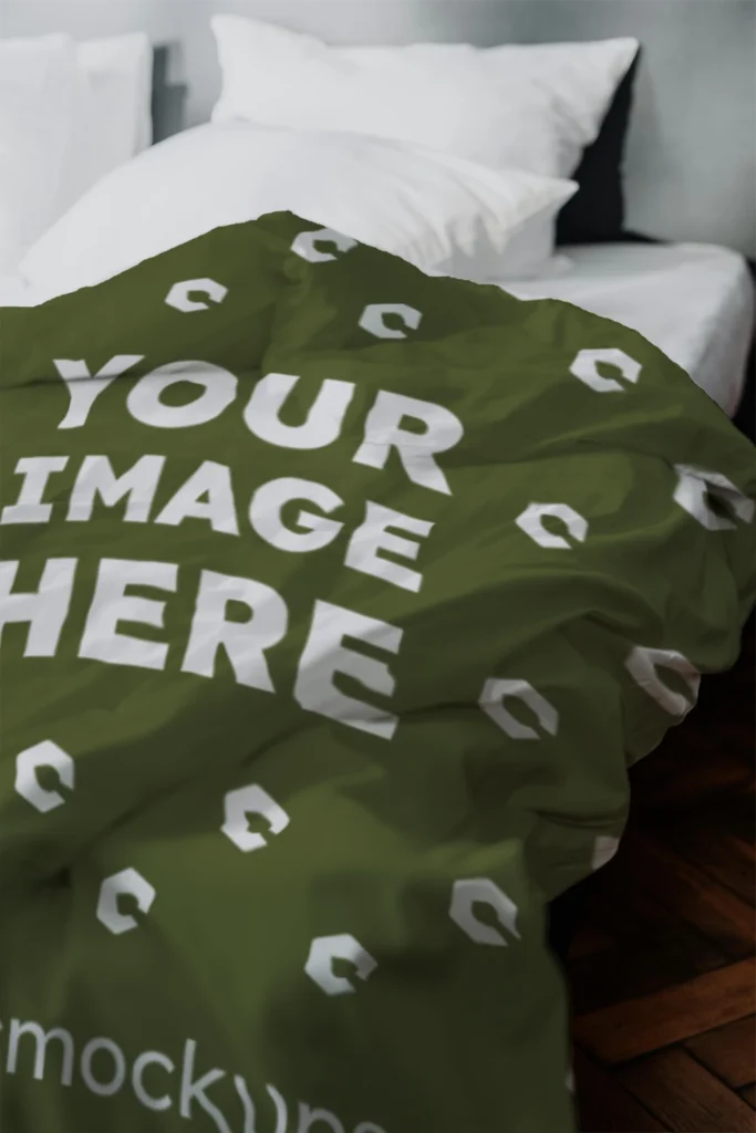 Olive Green Blanket Mockup Template