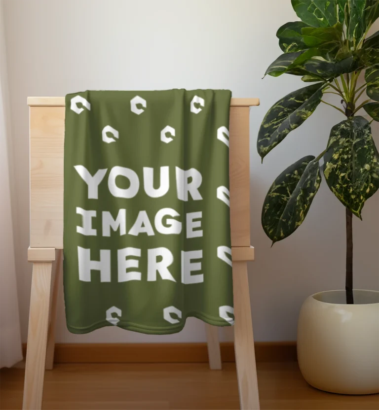 Olive Green Blanket Mockup Template
