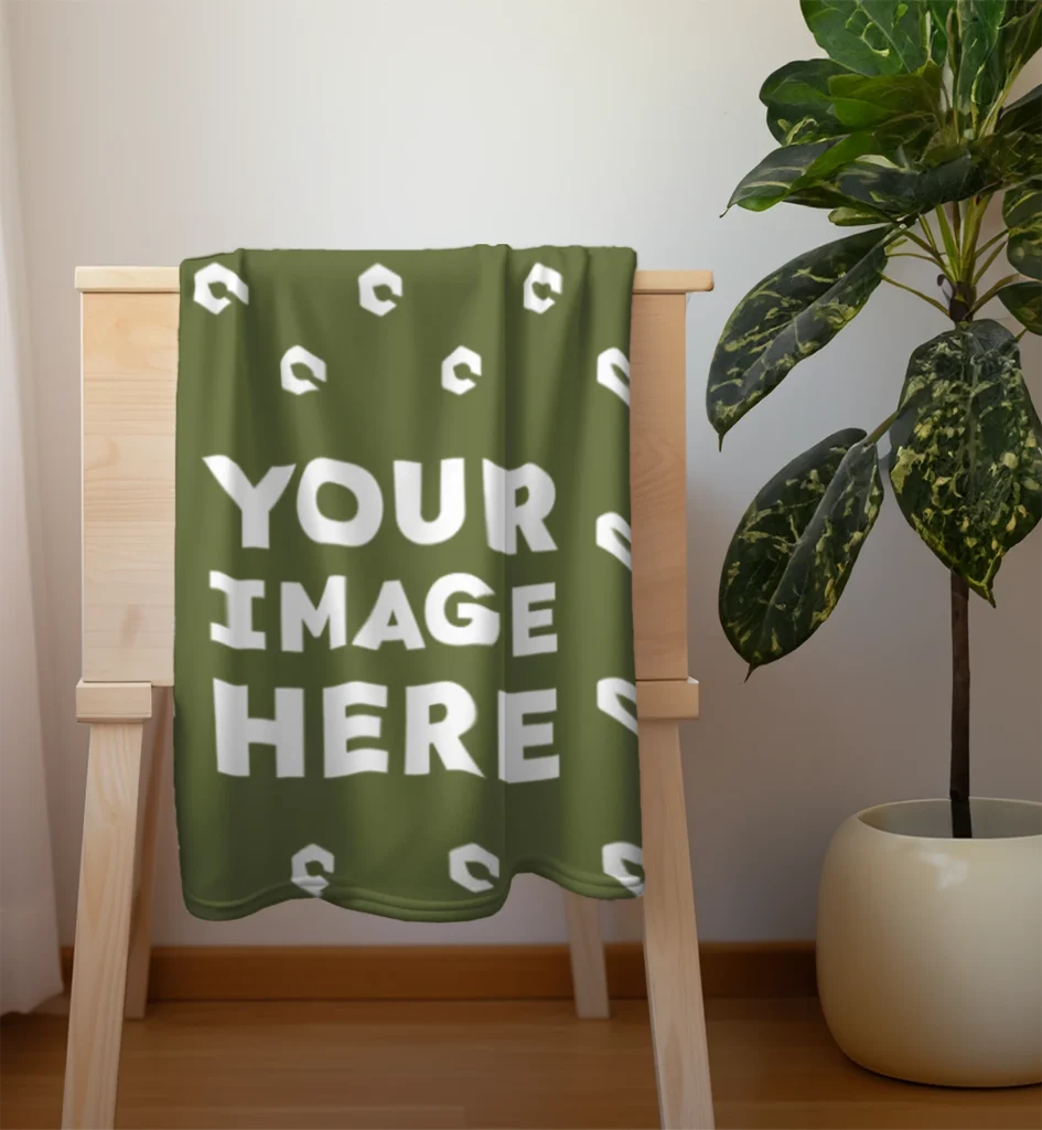 Olive Green Blanket Mockup Template
