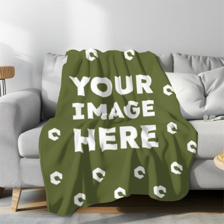 Olive Green Blanket Mockup Template