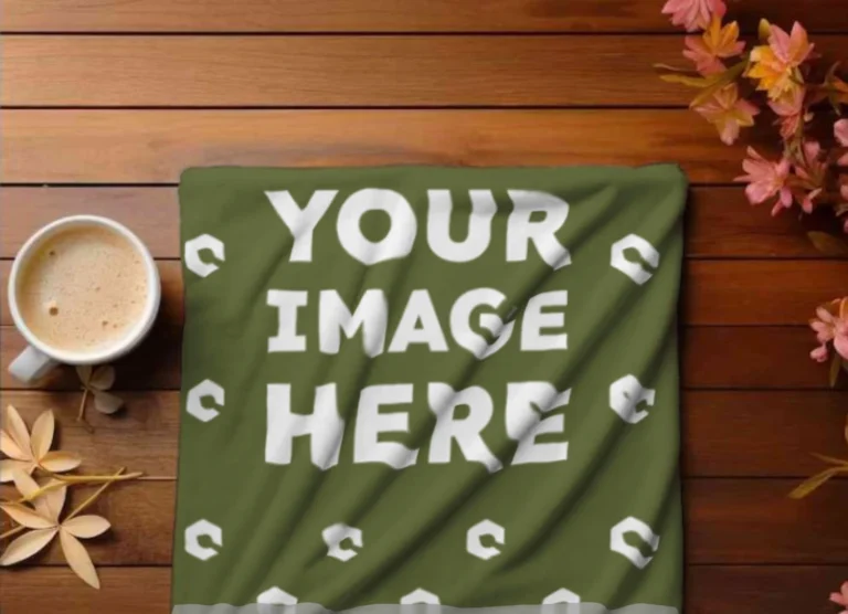 Olive Green Blanket Mockup Template