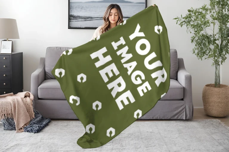 Olive Green Blanket Mockup Template