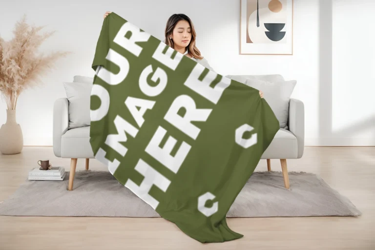 Olive Green Blanket Mockup Template