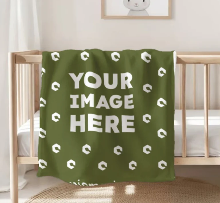 Olive Green Blanket Mockup Template