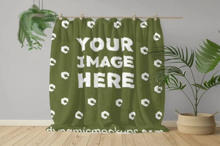 Olive Green Blanket Mockup Template