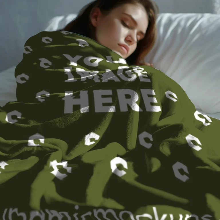 Olive Green Blanket Mockup Template