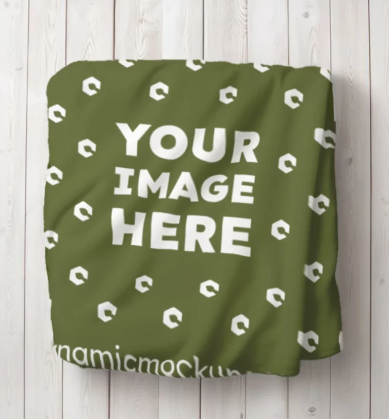 Olive Green Blanket Mockup Template