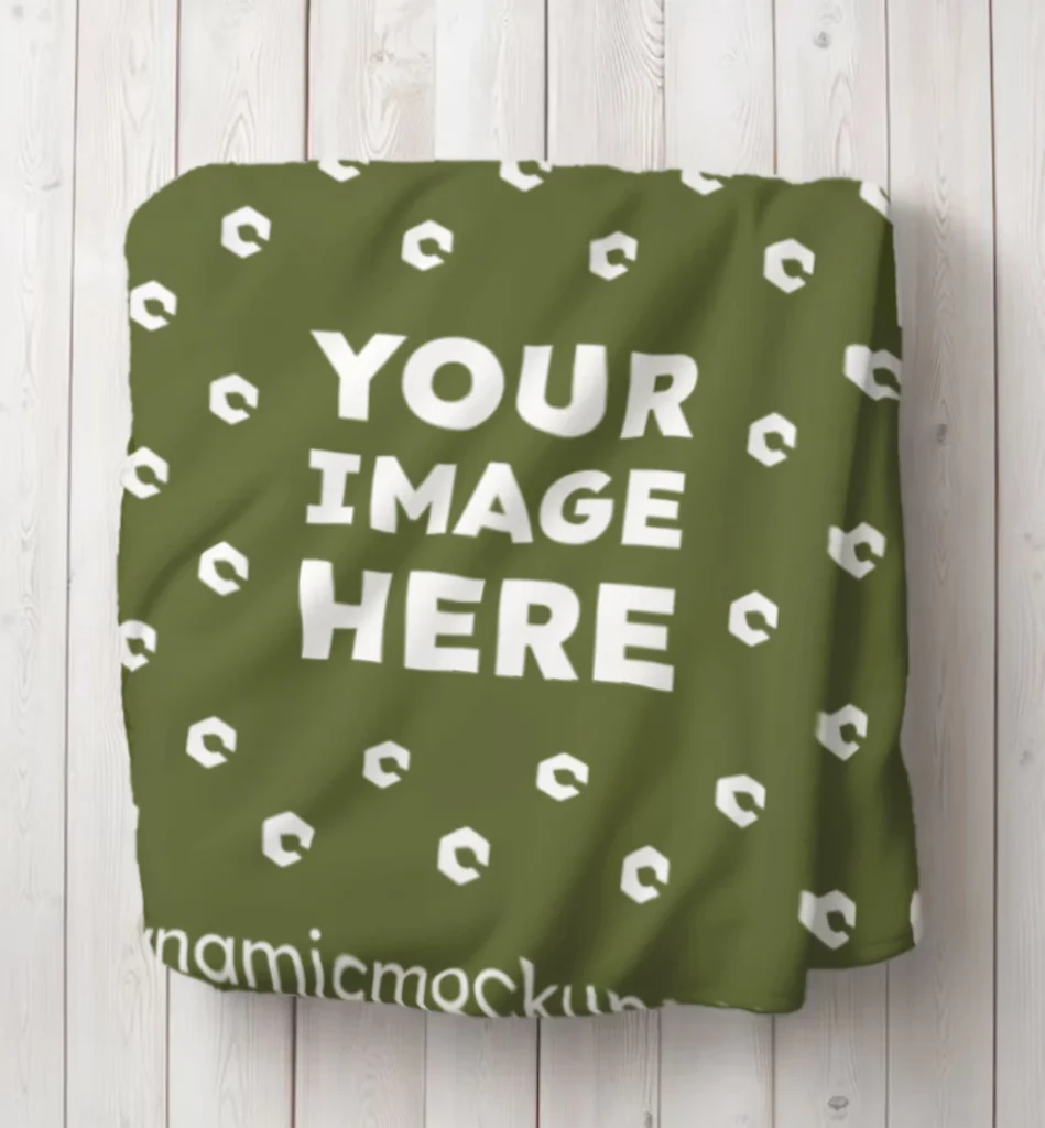 Olive Green Blanket Mockup Template