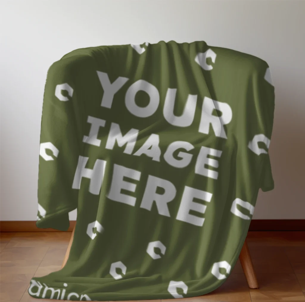 Olive Green Blanket Mockup Template