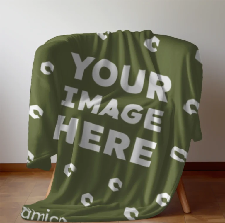 Olive Green Blanket Mockup Template
