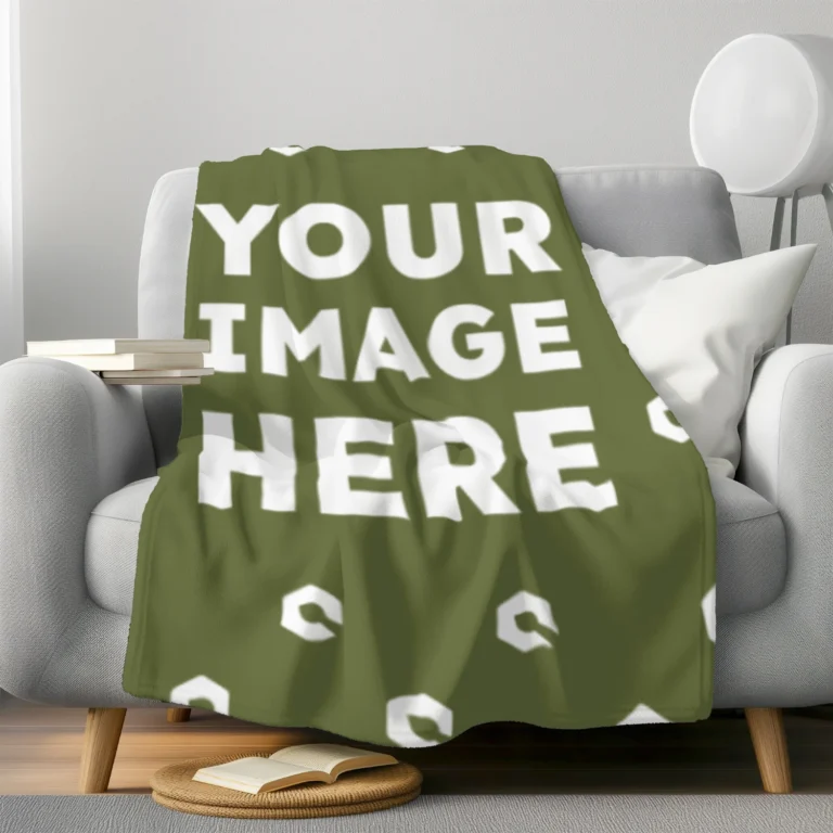 Olive Green Blanket Mockup Template
