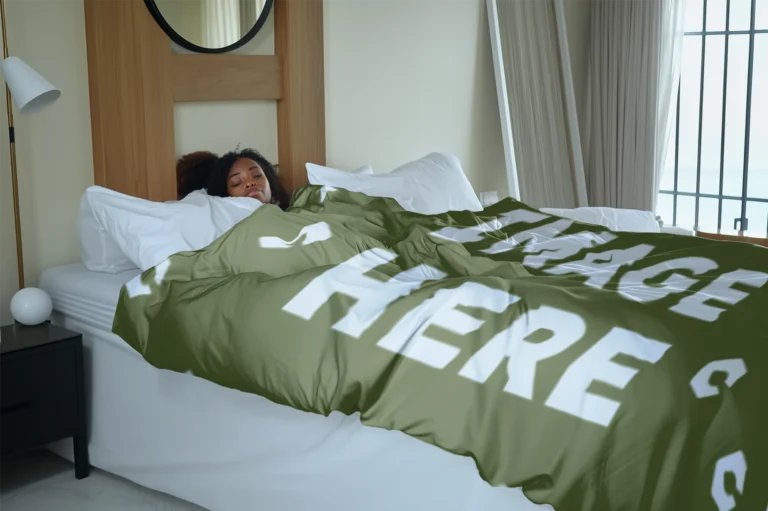 Olive Green Blanket Mockup Template