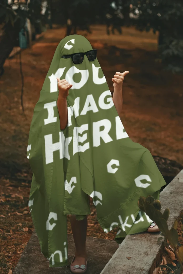 Olive Green Blanket Mockup Template