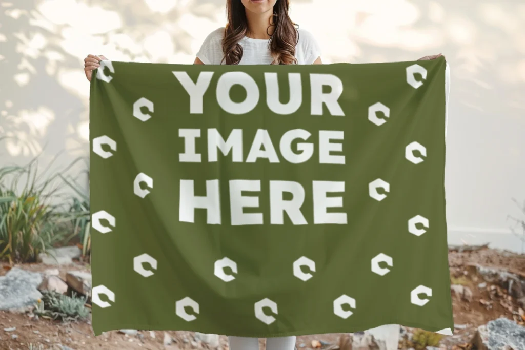 Olive Green Blanket Mockup Template